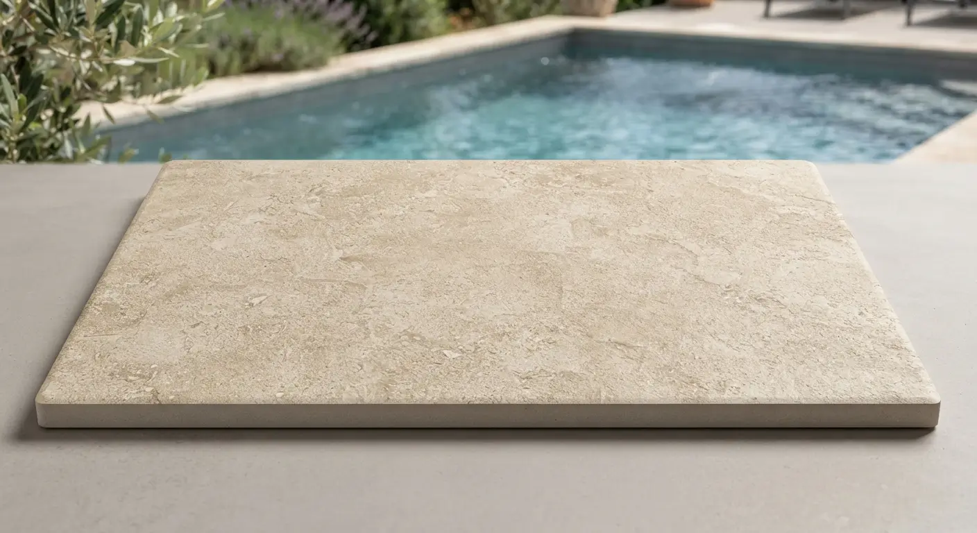 Carrelage gr&egrave;s c&eacute;rame ton beige imitation pierre naturelle