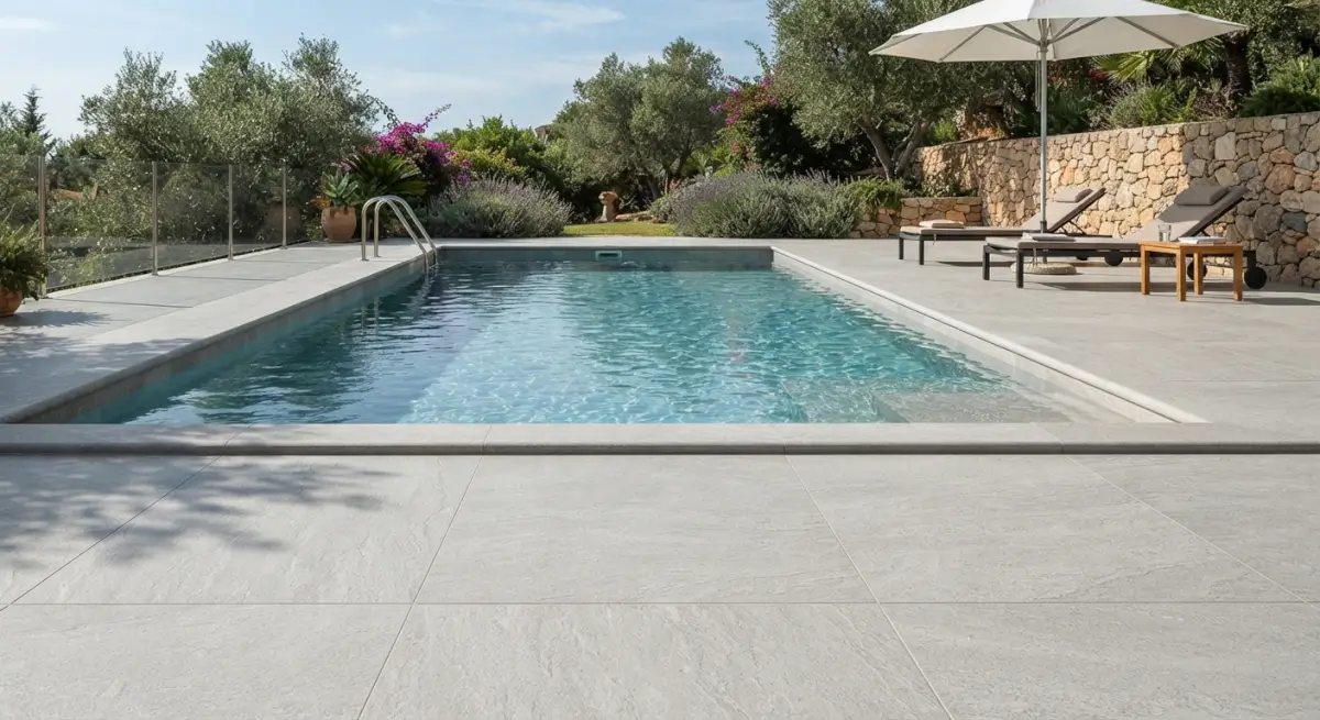 couleur carrelage piscine sous la lumiere naturelle du soleil