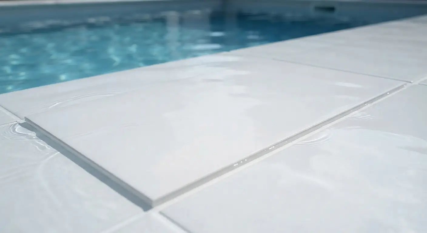 carrelage piscine couleur eau claire avec dalles blanches