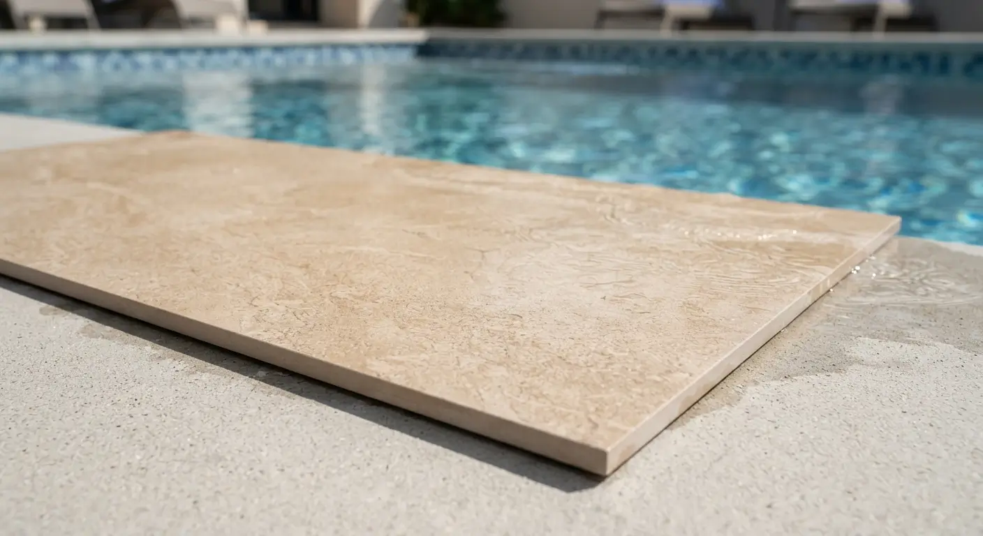 couleur eau piscine carrelage beige effet lagon