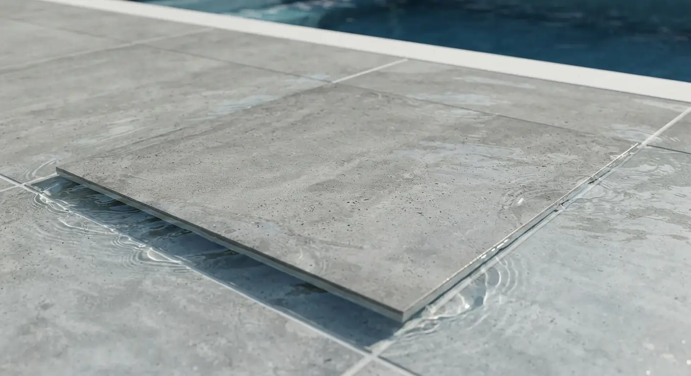 carrelage piscine couleur gris moderne effet miroir